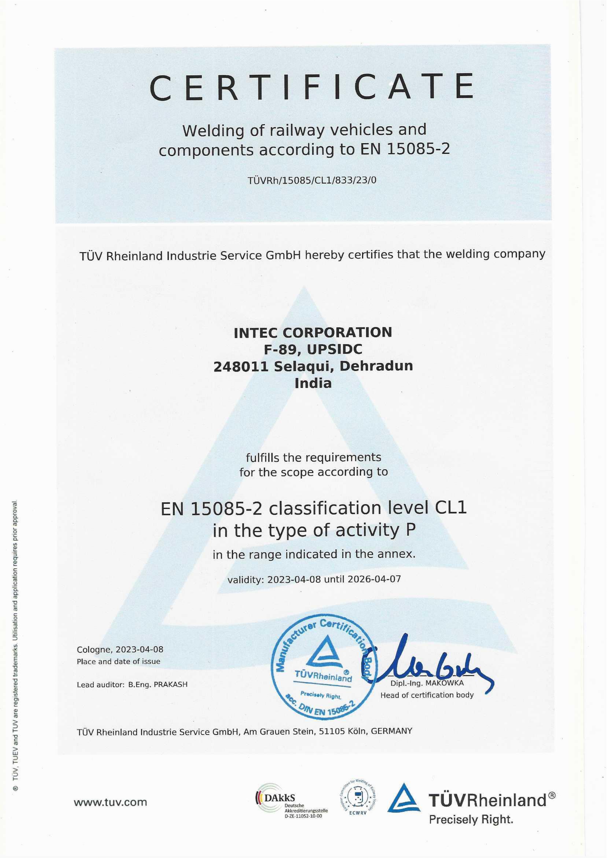 EN15085-2 CL1